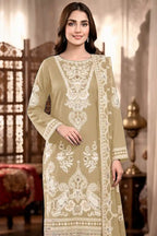 Shah Jaha by Breeza Fashion - 3PC Unstitched Embroidered Lawn Suit (Dusty Gold)