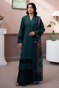 Gul-e-Seher By Johra - 3PC Unstitched Chikankari Lawn Suit (Deep Emerald)