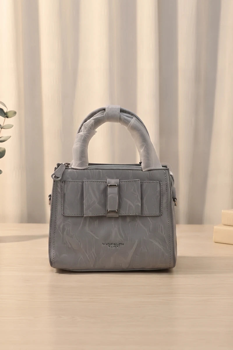Elegance Structured Faux Leather Shoulder Bag (Cool Soft Grey)