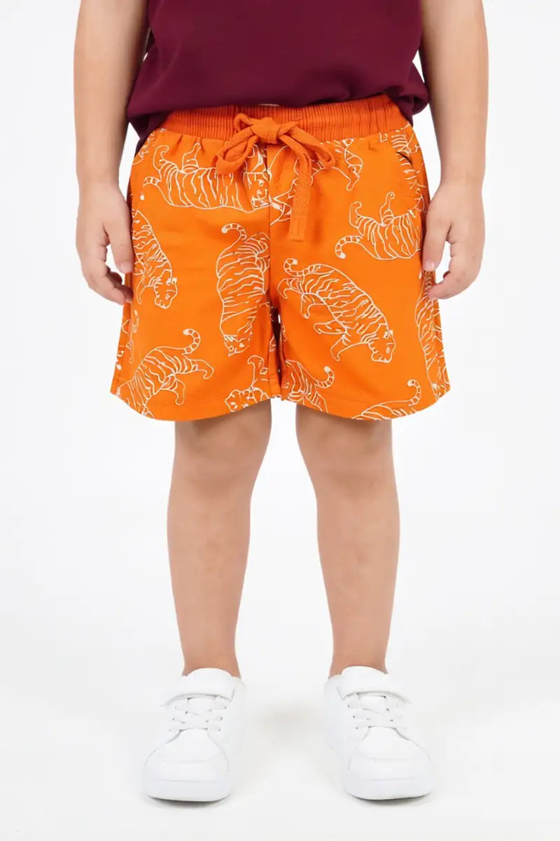 Boys Casual Sinsay Drawstring Shorts (Vibrant Orange)