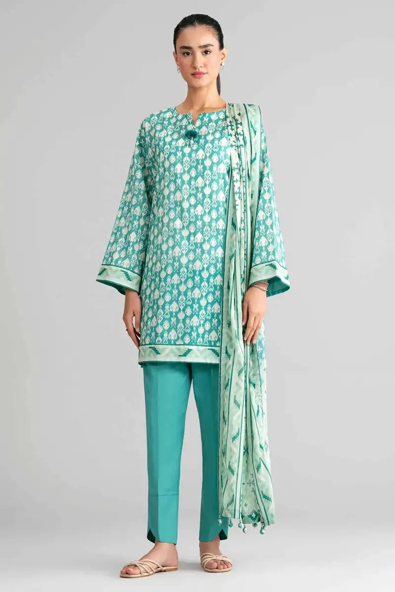 Sapphire Vol.7 - 3PC Unstitched Printed Lawn Suit (Teal Green)