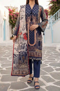 Aabruh Vol-1 3PC Unstitched Printed Lawn Suit (Dark Slate Blue)