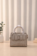 Elegance Structured Faux Leather Shoulder Bag (Warm Taupe)