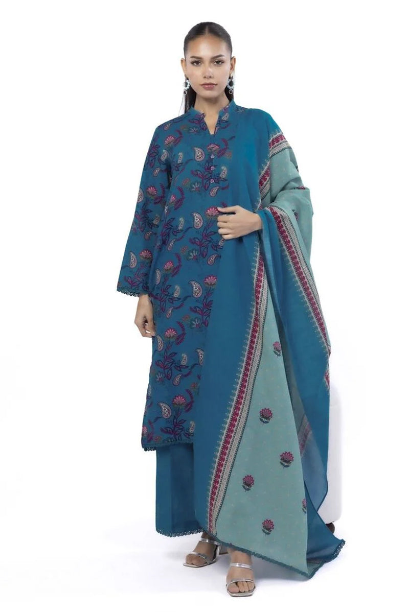 Khaadi – Summer Series 3 Piece Unstitched Printed Lawn Suit (Deep Teal & Soft Mint)