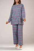 Saya Special Unstitched Khaddar 2-Piece Same Print Suit (Muted Slate Blue)