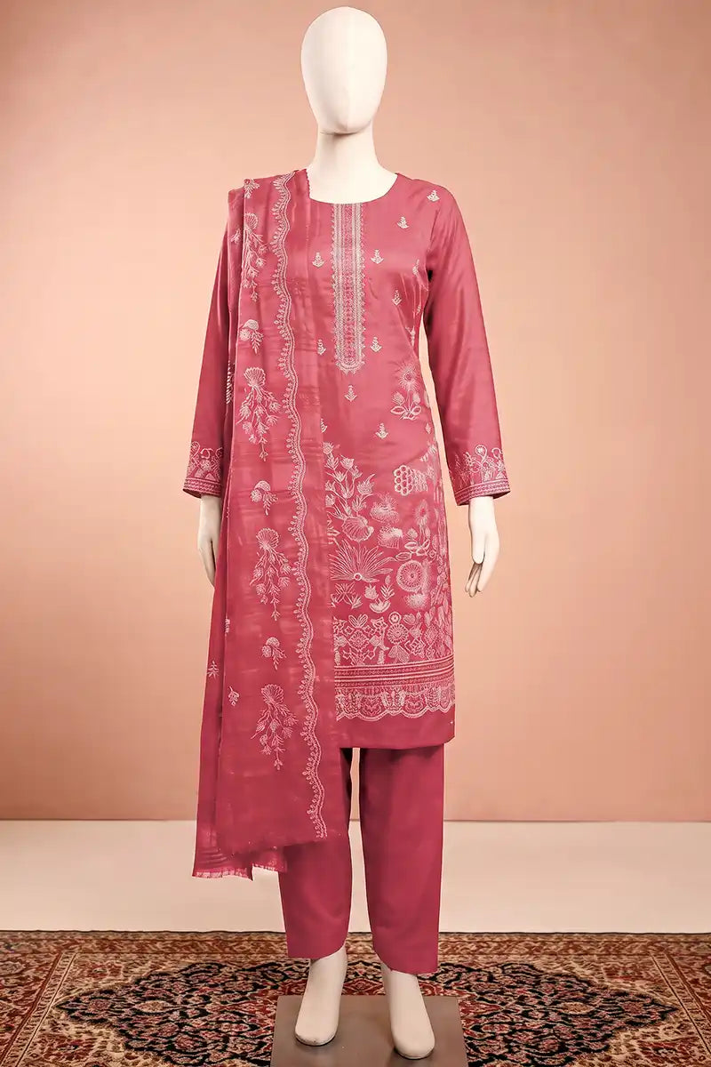 Elanza by Breeza Fashion - 3PC Unstitched Embroidered Lawn Suit (Pink)