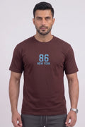 New York 86 - Men's Casual Crew Neck T-Shirt (Brown)