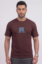 New York 86 - Men's Casual Crew Neck T-Shirt (Brown)