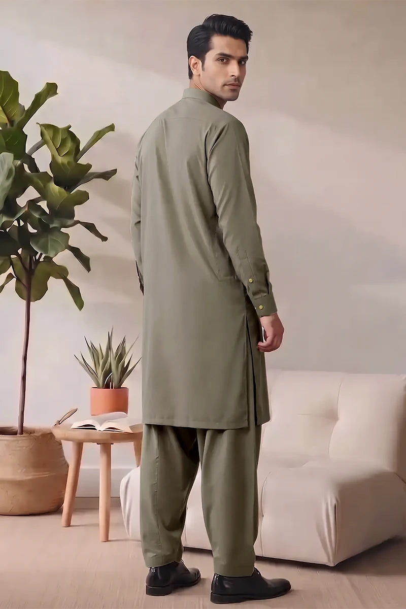 Saya Men’s Wash & Wear Unstitched Suit (Sage)