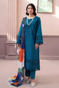 Gul-e-Seher By Johra - 3PC Unstitched Chikankari Lawn Suit (Deep Teal Blue)