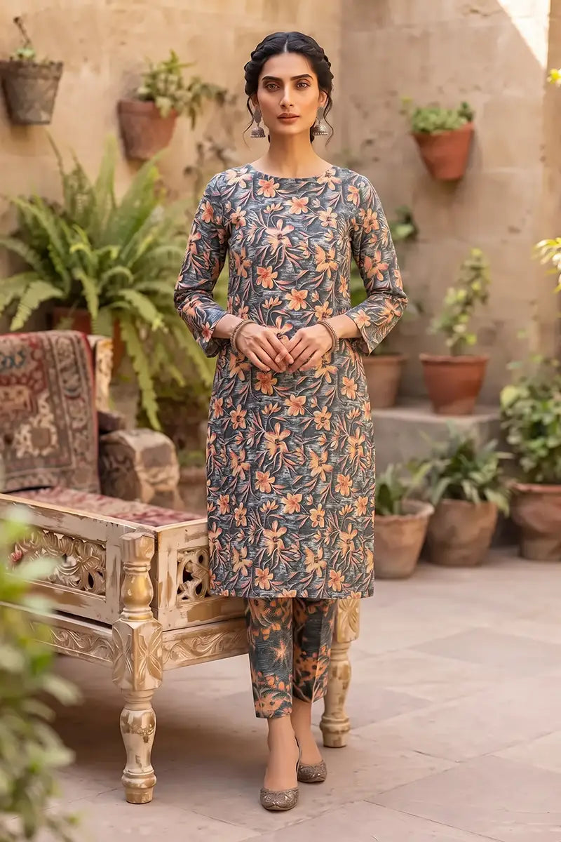 Sana Safinaz Printed Lawn Unstitched 2-Piece Suit (Slate Grey)