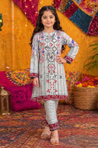 Ting Tone by Almeerah - Girls Unstitched 2-Piece Suit (8 to 12 Years) (Light Silver Gray)