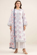 Sapphire - 3PC Unstitched Embroidered Printed Lawn Suit (Ice White)