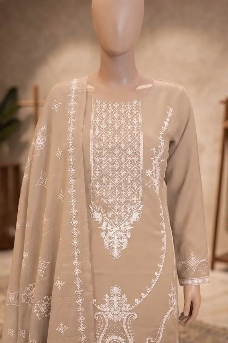 Dream by Breeza Fashion - 3PC Unstitched Embroidered Lawn Suit (Beige)
