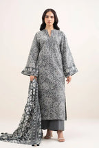 Sapphire Lawn Vol-09 - 3PC Unstitched Printed Lawn Suit(Charcoal)