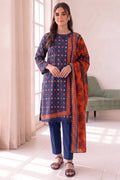 Women's Stitched 3-Piece Lawn Suit by KBC Fashion (Steel Blue)