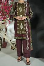 Mehrun by KBC Fashion Unstitched 3-Piece Lawn Collection (Deep Plum & Olive)