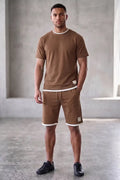 Men's Casual T-Shirt and Shorts Co-ord Set (Chestnut Brown)
