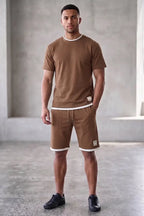 Men's Casual T-Shirt and Shorts Co-ord Set (Chestnut Brown)