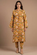 Saya Special Unstitched Khaddar 2-Piece Same Print Suit (Ochre Gold)