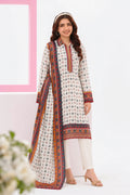 Zesh - Drop Fourteen Printed Series 3PC Unstitched Lawn Suit (Off-White)