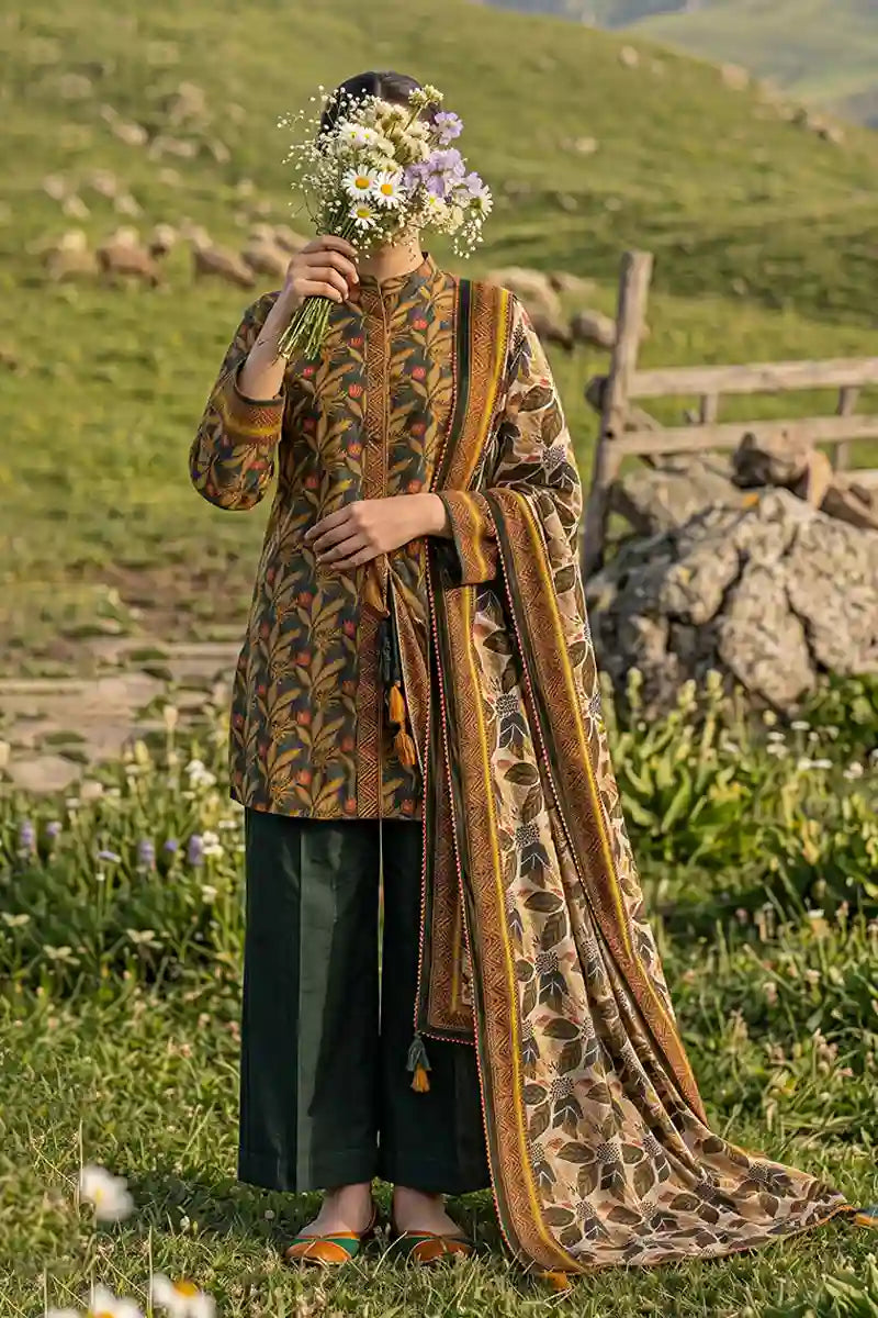 Almeerah - Nelofir Bloom 3PC Unstitched Printed Lawn Suit (Verdant Royale)
