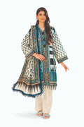 Khaadi – 3 Piece Unstiched Printed Lawn Suit (Bright Teal & Off White)