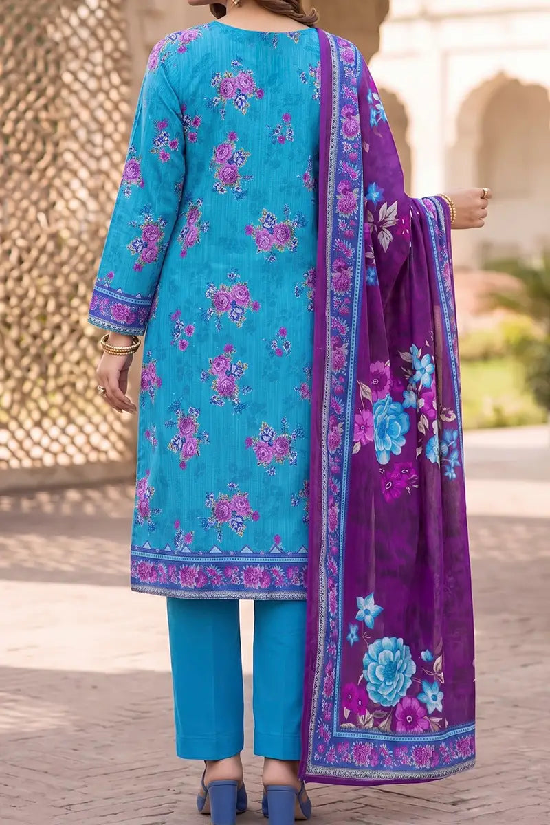 Mehar Unstitched 3-Piece Lawn Collection (Teal Blue)