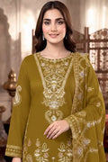 Shah Jaha by Breeza Fashion - 3PC Unstitched Embroidered Lawn Suit (Mustard Gold)