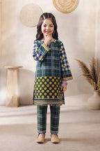 Ting Tone by Almeerah - Girls Unstitched 2-Piece Suit (Pine Green)