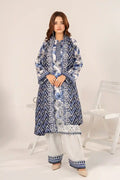 Zesh - 3PC Unstitched Embroidered Lawn Suit (Navy Blue & White)