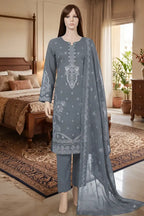 Arooj by Breeza Fashion - 3PC Unstitched Embroidered Lawn Suit (Slate Grey)