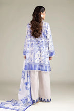 Khaadi – 3 Piece Unstitched Premium Embroidered Digital Printed Lawn Suit (Vivid Blue & White)