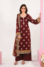 Zesh - Drop Fourteen Printed Series 3PC Unstitched Lawn Suit (Deep Maroon)