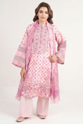 Sapphire - 3PC Unstitched Embroidered Printed Lawn Suit (Powder Pink & Mauve)