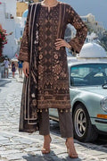 Aabruh Vol-1 3PC Unstitched Printed Lawn Suit (Dark Coffee Floral)