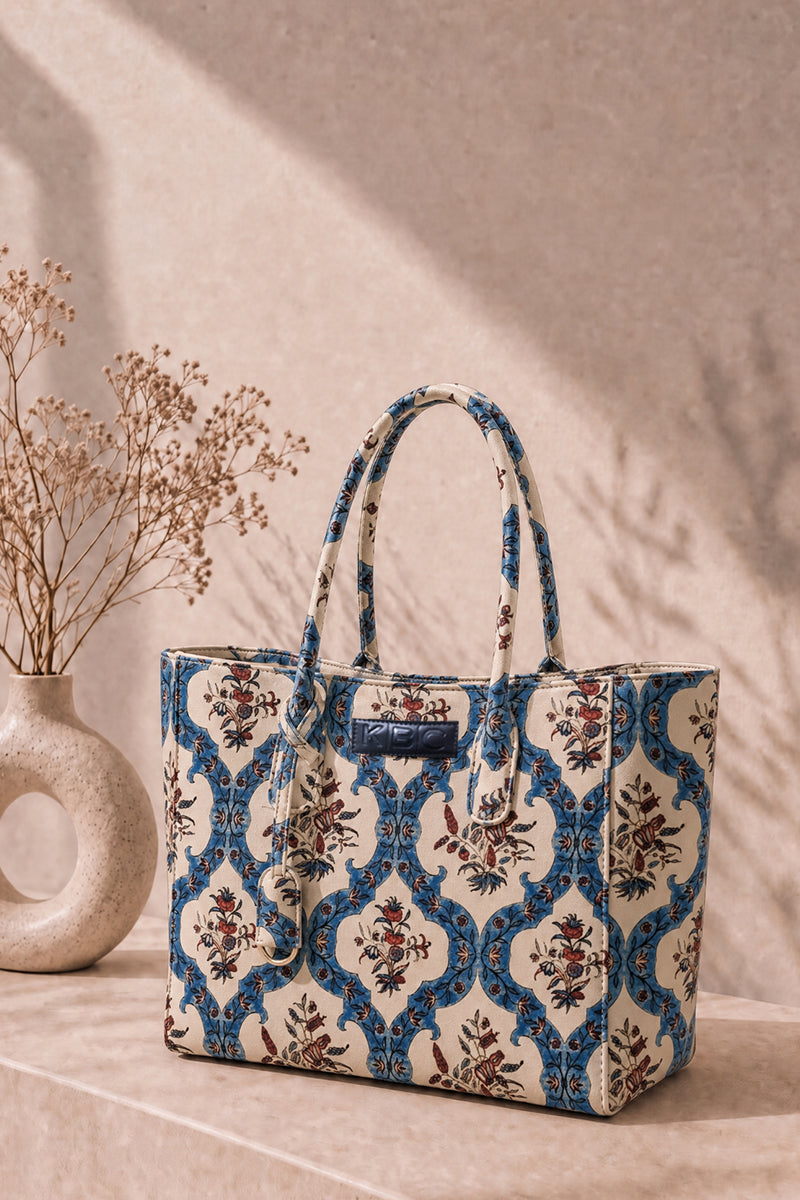 KBC - Canvas Handbags (Soft Beige & Royal Blue)