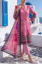 Aabruh Vol-1 3PC Unstitched Printed Lawn Suit (Bright Magenta Pink)