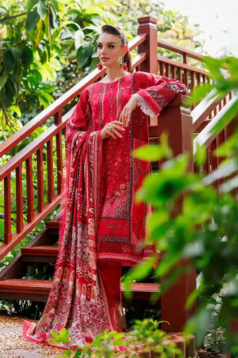 Jade Urbane Vol: 04 Classic Lawn Collection 3-Piece Unstitched Suit (Vibrant Crimson)