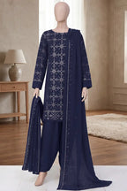 Breeza by Breeza Fashion - 3PC Unstitched Embroidered Lawn Suit (Dark Blue)