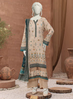 Bellissima By Aleemrah -3PC-Lawn Unstitch (Light beige)