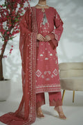 Prestige By KBC Fashion - 3 Piece Unstitched Embroidered Lawn Suit with Chiffon Dupatta (Mauve Pink)