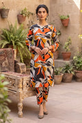 Sana Safinaz Printed Lawn Unstitched 2-Piece Suit (Vibrant Orange)