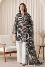 Gul Rang By Bareezé – 3-Piece Unstiched Printed Classic Lawn (Black & White)