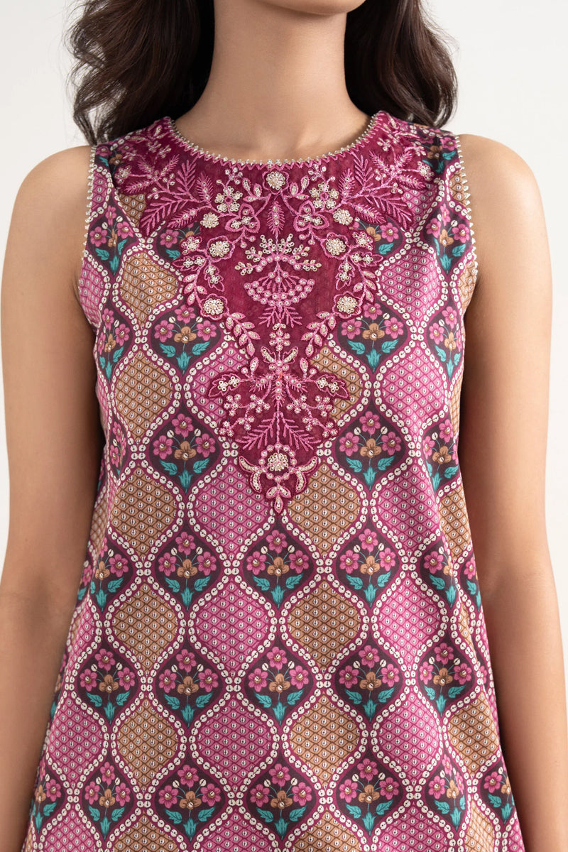 Sapphire By KBC - 3PC Unstitched Digital Printed Lawn Suit (Deep Berry & Mauve)