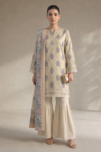 Khaadi – 3 Piece Unstitched Digital Printed Lawn Suit (Soft Cream)