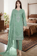 Arooj by Breeza Fashion - 3PC Unstitched Embroidered Lawn Suit (Sage Green)