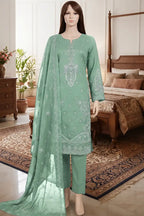 Arooj by Breeza Fashion - 3PC Unstitched Embroidered Lawn Suit (Sage Green)