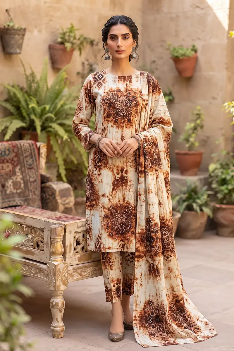 Sana Safinaz Printed Lawn Unstitched 3-Piece Suit (Burnt Sienna)