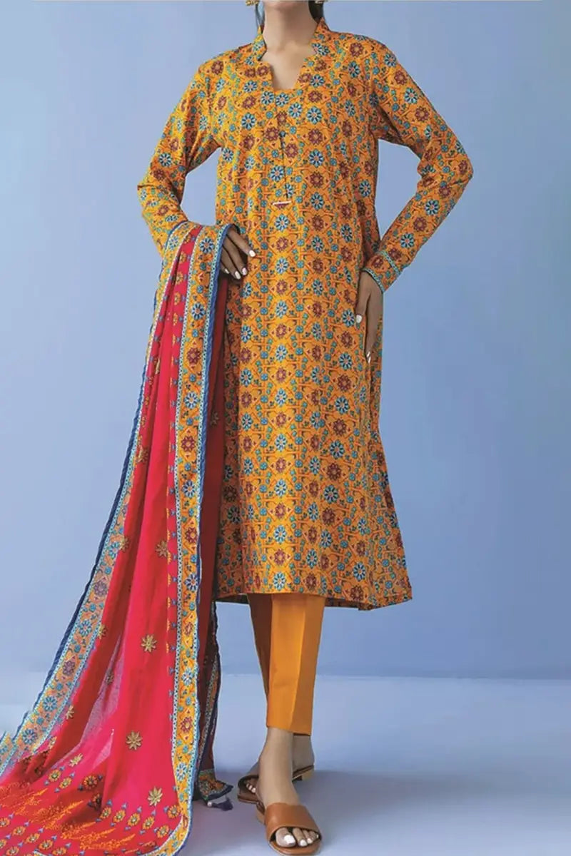 Orient Unstitched 3-Piece Lawn Collection (Mustard)